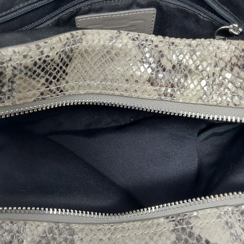 Coach Python Print Leather Hobo Shoulder Bag Gray Snake Embossed Purse - Picture 8 of 10